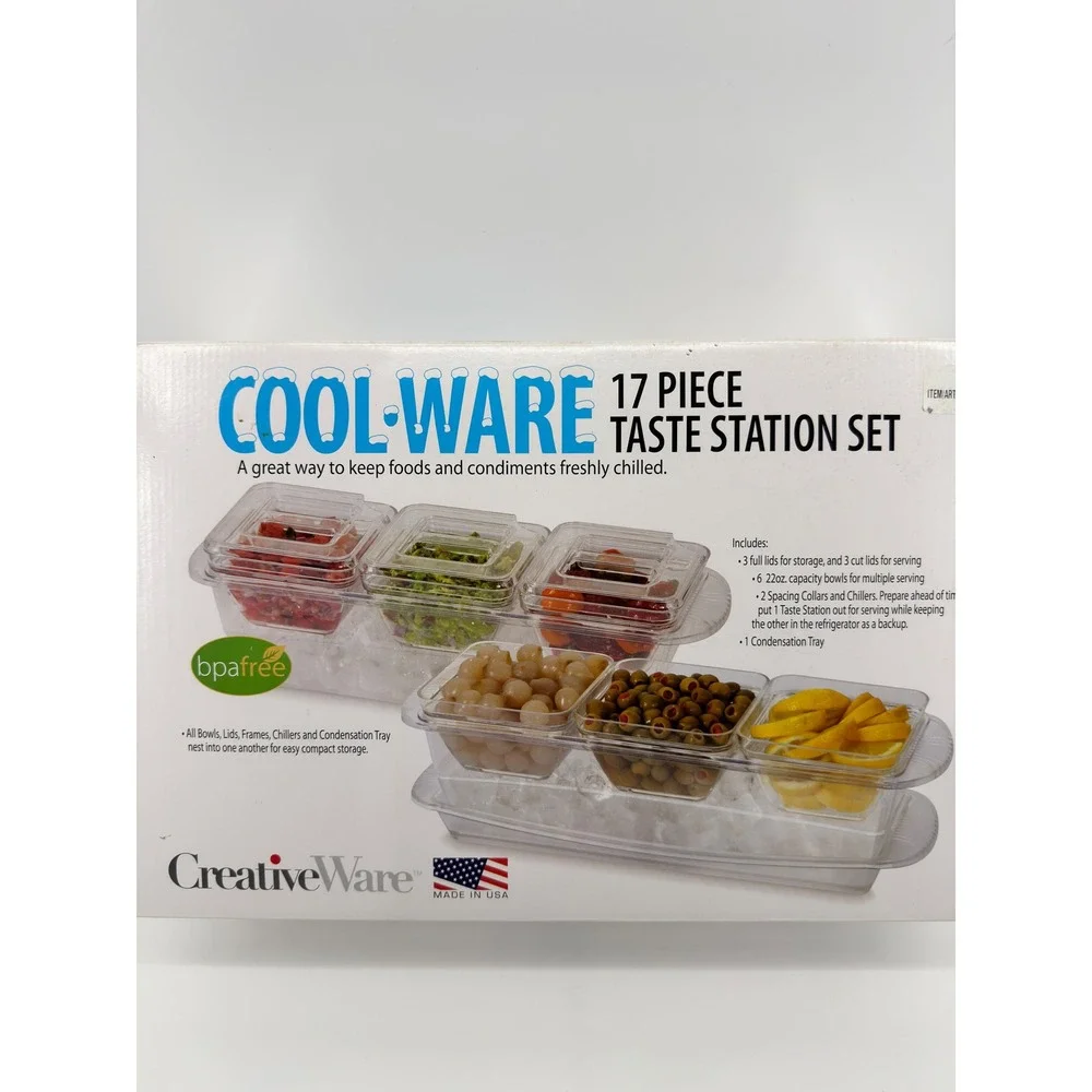CreativeWare Cool-Ware 17 Piece Taste Station Set Chilled Serving Bowls